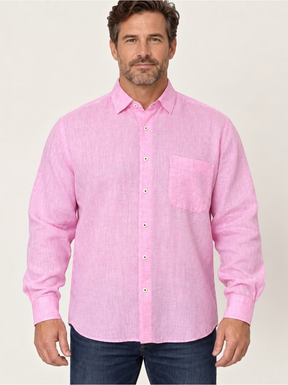 Peter Millar Shoreside 100% Linen Sport Shirt Venetian Pink Large Classic Fit
